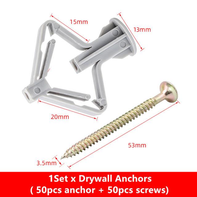 Durable 100pcs Expansion Drywall Anchor Kit With Screws Self Drilling