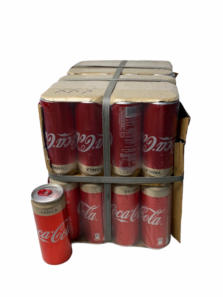COKE,Coca-Cola เครื่องดื่ม โค้ก รุ่นกระป๋อง 330ml VANILLA รส วานิลา สินค้านำเข้าจากมาเลเซีย 1มัดใหญ่/บรรจุ 4โหล/จำนวน 48 กระป๋อง ราคาส่ง ยกมัด พร้อมส่ง