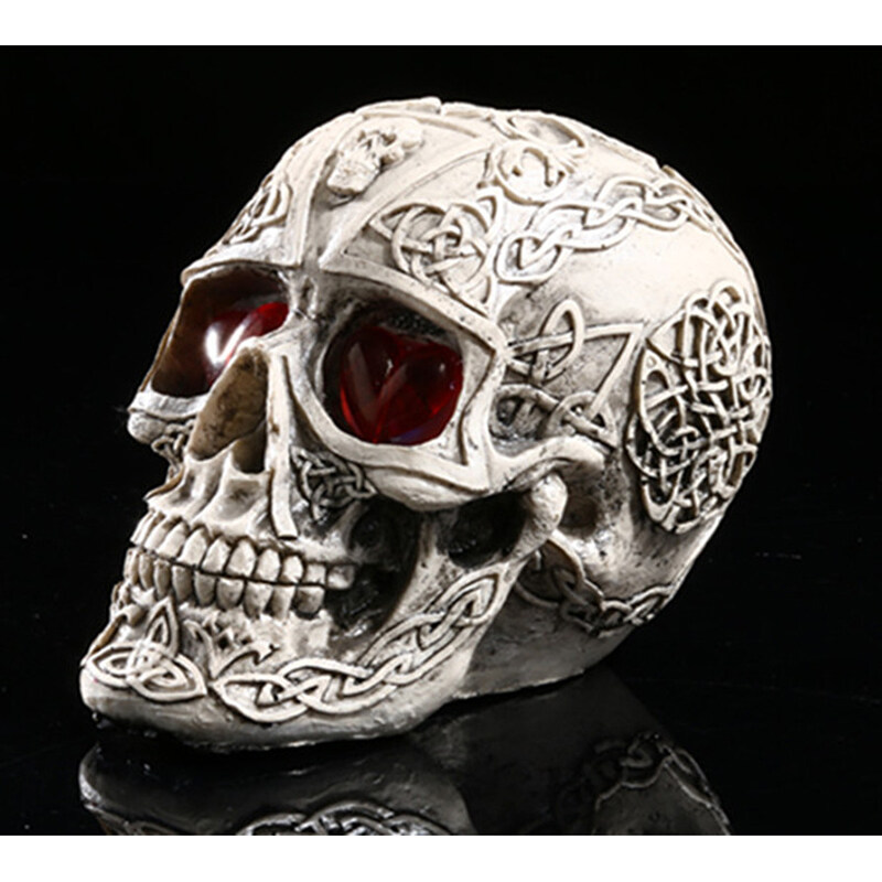 JAPAN โมเดล หัวกะโหลก ดวงตามีไฟ LED สุดโหด วัสดุ เรซิ่น Resin กะโหลกผี Skull ตกแต่งบ้าน ปาร์ตี้ฮาโลวีน Halloween โครงกระดูก หัวกะโหลกจำลอง ของขวัญ Gift Limited edition ของสะสมคอลเลคชั่นพิเศษ Collection