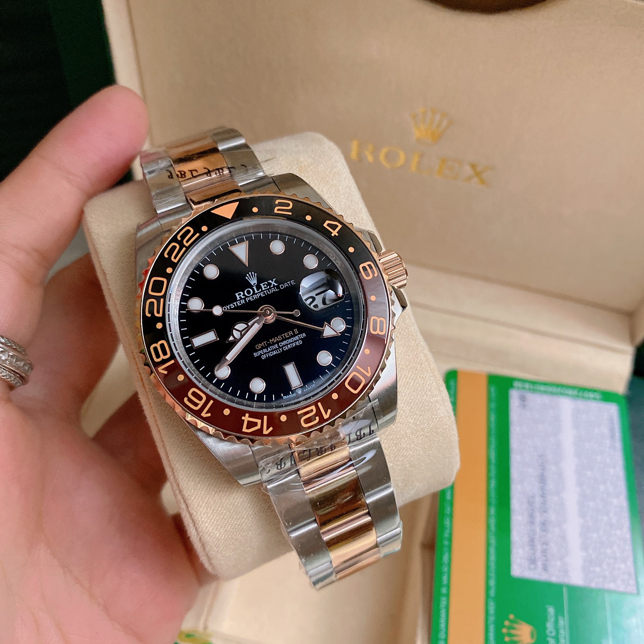 ใหม่ นาฬิกาข้อมือ Rolex GMT Master II ระบบออโตเมติกกระจกกันรอยเทียบแท้
