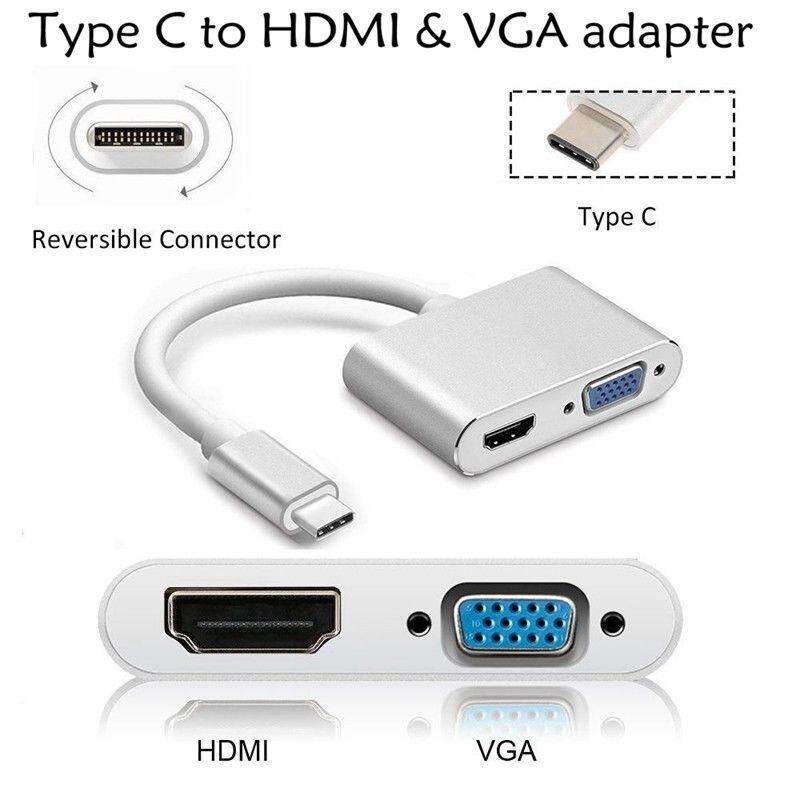 2in1 USB 3.1 Type C to HDMI+VGA 3D 4K Female Adapter