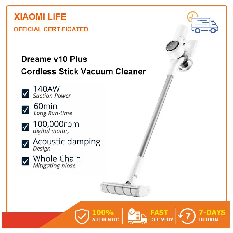 [พร้อมส่ง] Dreame V10 Plus Cordless Stick Vacuum Cleaner เครื่องดูดฝุ่นไร้สาย แรงดูดสูง กำลังดูด 22kPa แบตในตัว ชั้นกรอง HEPA 5 ชั้น