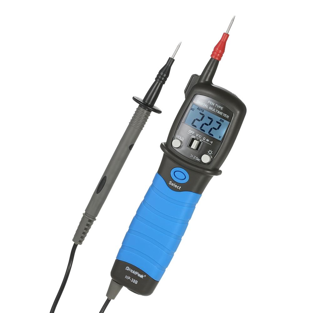 HoldPeak Handheld Backlight LCD Display Pen Type Digital Multimeter DC/AC Voltage Meter Resistance Diode Continuity Tester