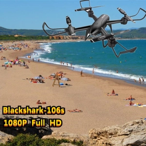 ภาพหน้าปกสินค้าโดรนติดกล้อง โดรนบังคับ โดรนถ่ายรูป Drone Blackshark-106s ดูภาพFผ่านมือถือ บินนิ่งมาก รักษาระดับความสูง บินกลับบ้านได้เอง กล้อง2ตัว ฟังก์ชั่นถ่ายรูป บันทึกวีดีโอแบบอัตโนมัติ ซึ่งคุณอาจชอบสินค้านี้