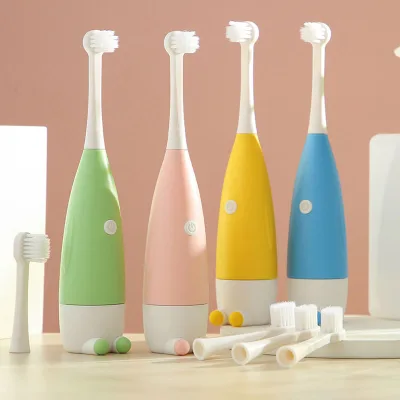 แปรงสีฟันไฟฟ้าสำหรับเด็ก(Children's electric toothbrush)การสั่นสะเทือนของโซนิคเป็ดน้อยสีเหลืองกันน้ำและกันน้ำ