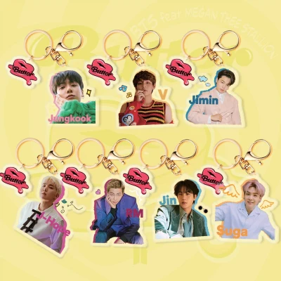 Korea KPOP Bangtan Boys Butter Album Acrylic Keychain Pendant Backpack Accessories Cosplay Gift JUNGKOOK JIMIN Fans Collection