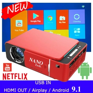 สินค้า 2021 โปรเจคเตอร์ Android VERSION 9.0 Portable LED Projector HD 1280x720P Smart 4K HD Home Cinema Native 1080p Digital Mini LCD T6 Projector - ภาษาไทย ของแท้