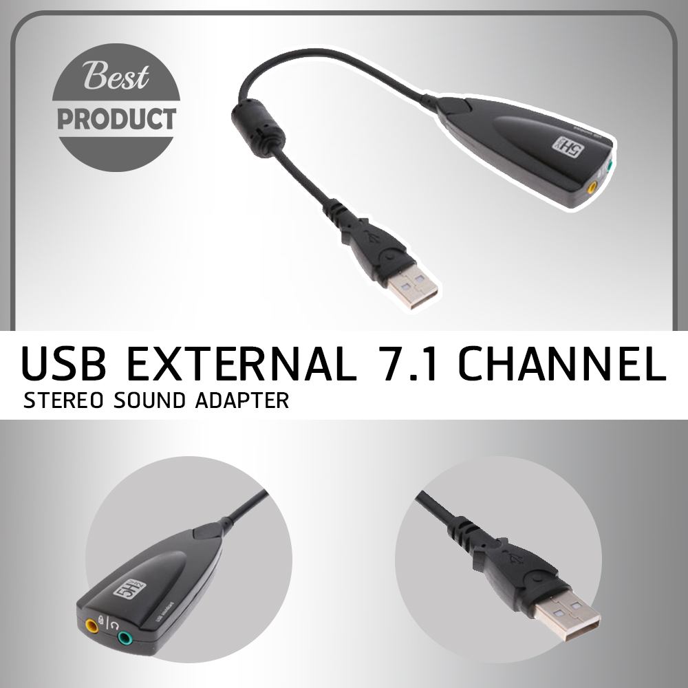 USB 2.0 External 7.1 Channel 3D Audio Sound Card Adapter For PC Laptop Headphone