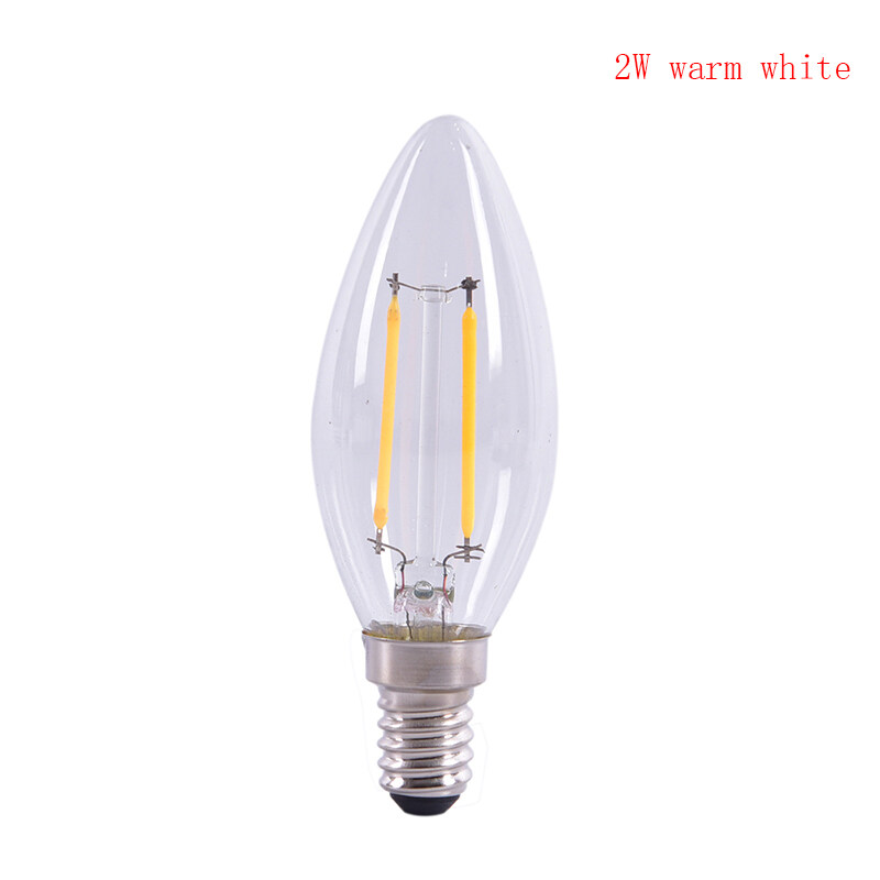TUN LED Bulb Spotlight 2W/4W/6W E14 COB Candle/Flame Tip C35 Filament Glass Lamp