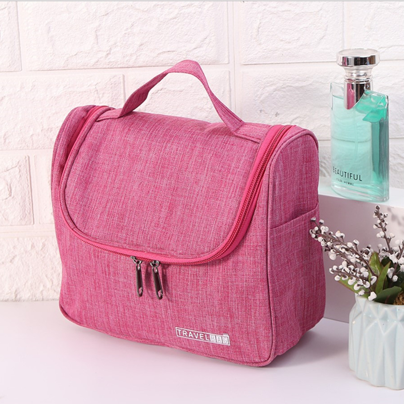 กระเป๋าจัดระเบียบ กระเป๋าจัดเก็บอุปกรณ์ในห้องน้ำ กระเป๋าเครื่องสำอาง แบบมีด้านข้าง Travel Toiletry Bag -H40-Travel Bag(pink）