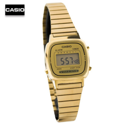 Velashop นาฬิกาข้อมือผู้หญิง Casio Standard สีทอง สายสแตนเลส รุ่น LA670WGA-9DF, LA670WGA-9D, LA-670WGA Velashop นาฬิกาข้อมือผู้หญิง Casio Standard สีทอง สายสแตนเลส รุ่น LA670WGA-9DF, LA670WGA-9D, LA-670WGA