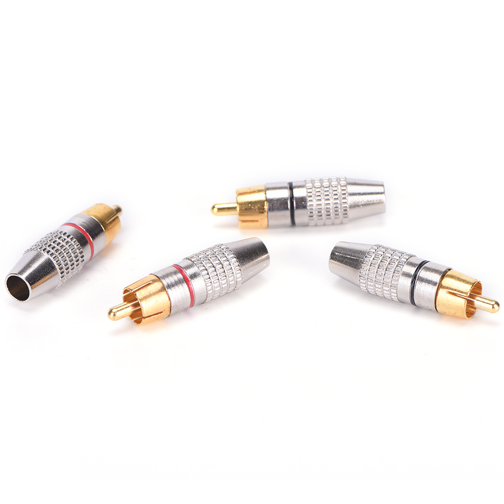 4pcs Rca Male Plug Solder Audio Video Cable Adapters Connector Gold Plated Hot Sale Fuyuantang 4816