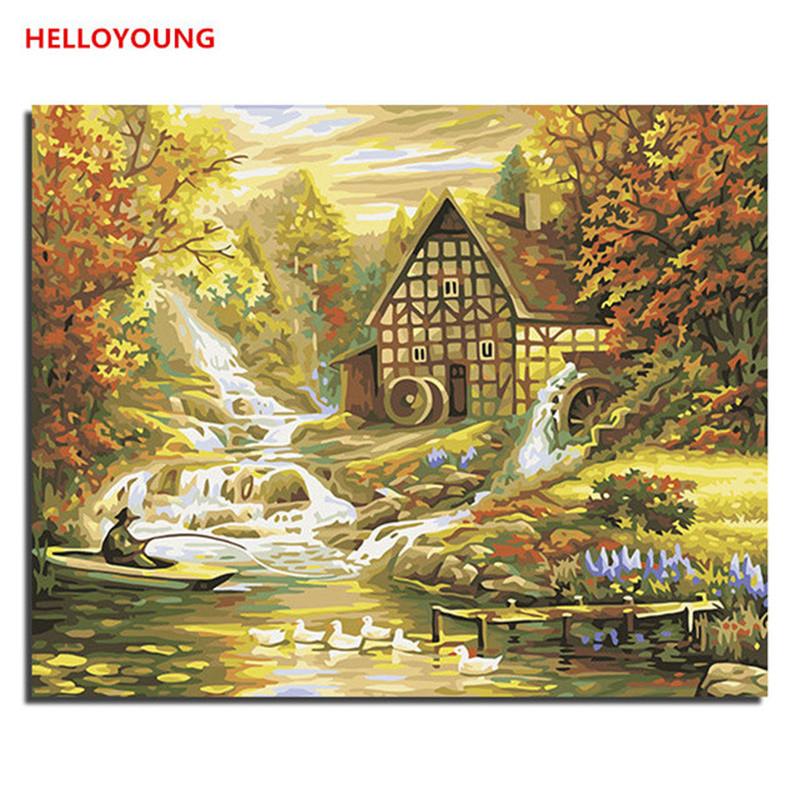 Lakeside Cottage DIY Painting By Numbers Acrylic Paint By Numbers Home