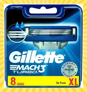 สินค้า Gillette ชุดมีดโกน รุ่น Mach 3 Turbo (แพ็ก 8).Gillette Mach 3 Turbo Razor Set (Pack 8).