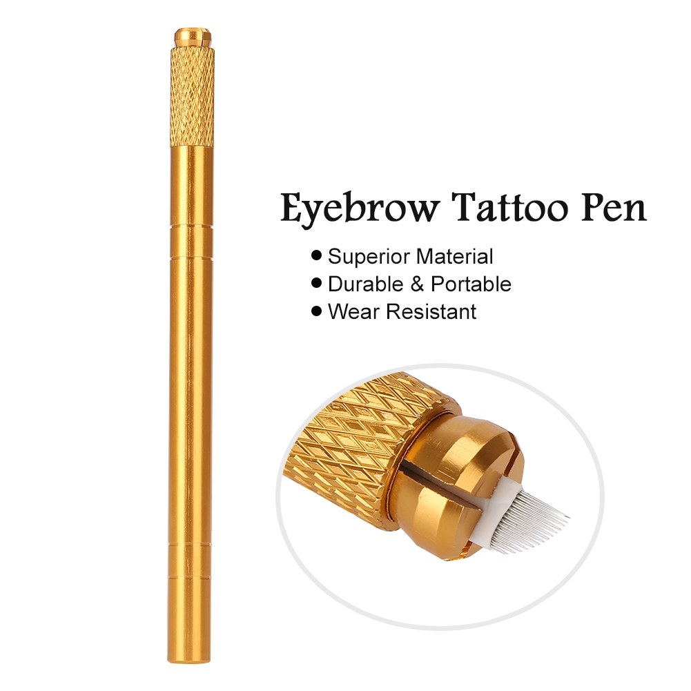 Gold Eyebrow Tattoo Pen Manual Microblading Tattoo Pen Makeup Eyebrow ...