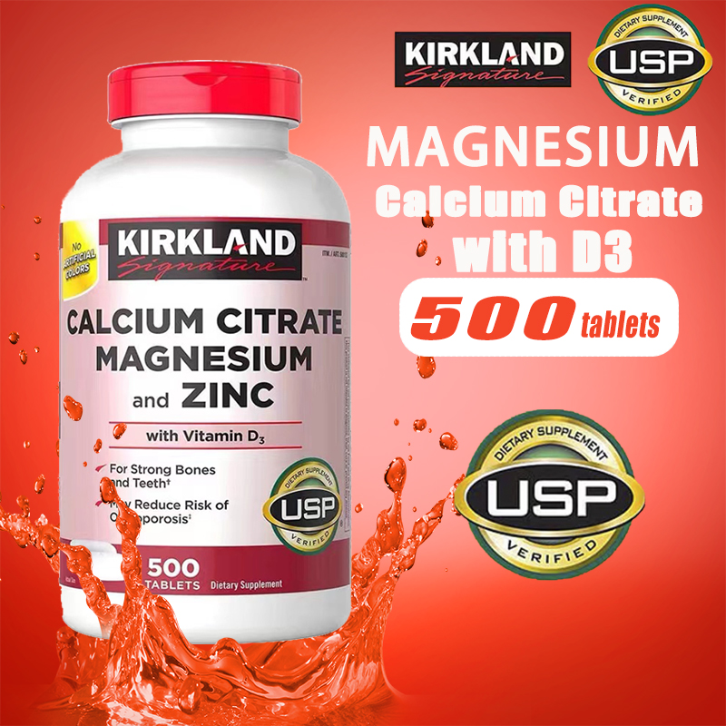 Kirkland Signature Calcium Citrate Magnesium EXP.08/23 and Zinc with Vitamin D3 500 Tablets