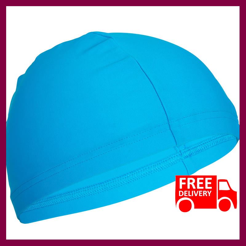 Mesh Fabric Swim Cap, Sizes S and L - Blue