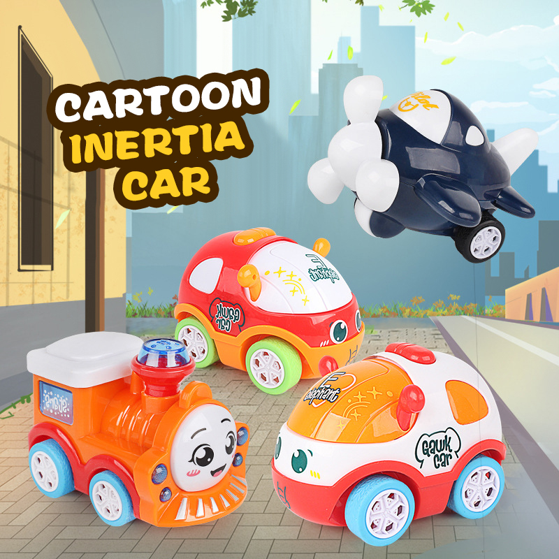 【Toy Car】Inertia Rebound รถยนต์รถไฟเรือขนส่งเครื่องบินเฮลิคอปเตอร์สีสันน่ารักดึงกลับรถของเล่น Action สำหรับเด็ก