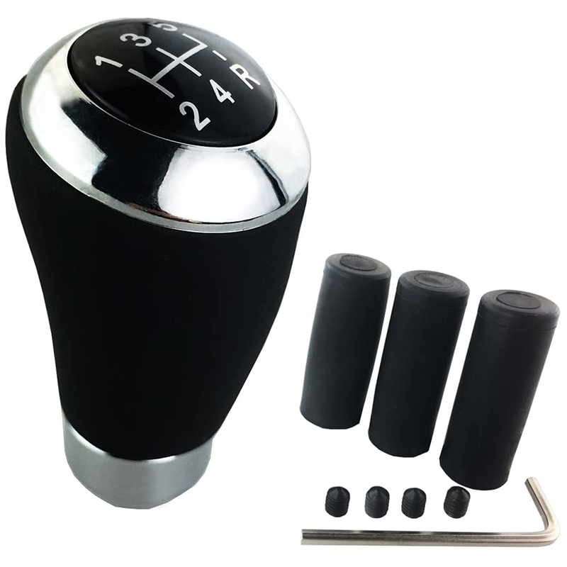 Gear Shifter Knobs Leather 5 Speed Shifting Lever Handle Stick Shift Knob Replacement Fit Most Manual Cars, Black