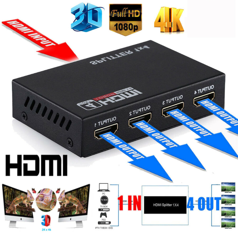 QIAODEN 4-Port Hub ดีวีดี Đầy Đủ HD 3D เครื่องขยายเสียง HDTV 1In 4Out HDMI ทบทวน ตัวแยกสัญญาณ อะแดปเตอร์