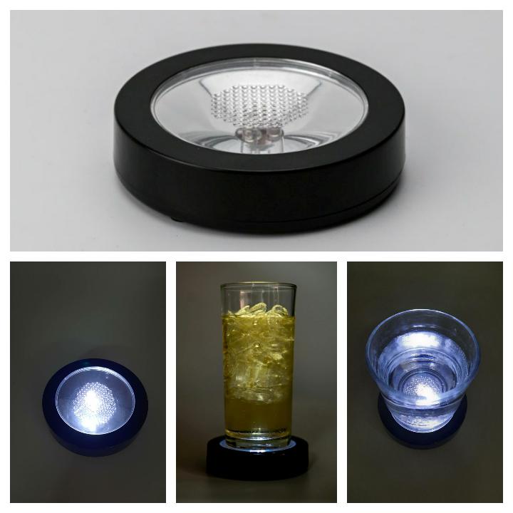 ที่วางแก้วมีไฟ ทีรองแก้ว LED ไฟแสงสีขาว ขนาดเส้นผ่านศูนย์กลาง 9.3 เซน สูง 2 เซน