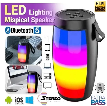 ลำโพงบลูทูธไร้สาย เบสหนักๆ Bluetooth Speaker มีไฟLEDหลากสีเคลื่อนไหวสวยงาม สามารถปรับจังหวะการเคลื่อนไหวได้ เสียงใส พกพาง่าย น้ำหนักเบา [จัดส่งจากกรุงเทพ] ซับวูฟเฟอร์แบบพกพาแบบชาร์จไฟได้, ลำโพงบลูทู ธ สำหรับกิจกรรมทางสังคมที่บ้าน ราคา 57 บาท*ส่งฟรี