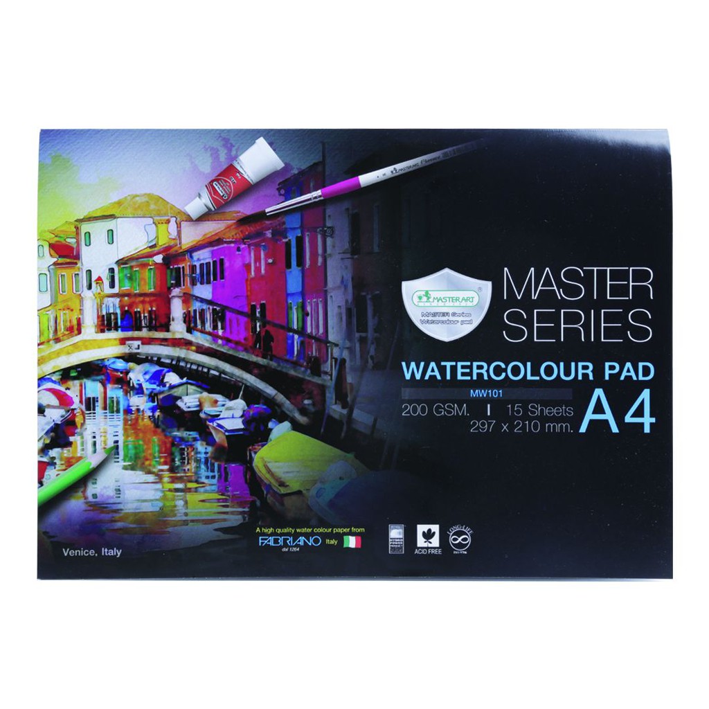 ◕☋  สมุดวาดภาพระบายน้ำมาสเตอร์ซีรี่ย์A4 200 แกรม Master Art (14แผ่น)