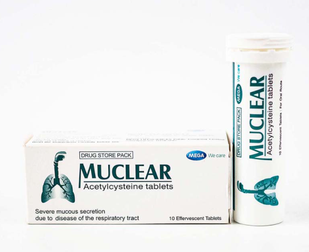 Mega Muclear Acetylcysteine 10 tab เม็ดฟู่ ละลายเสมหะ 1 หลอด 13385
