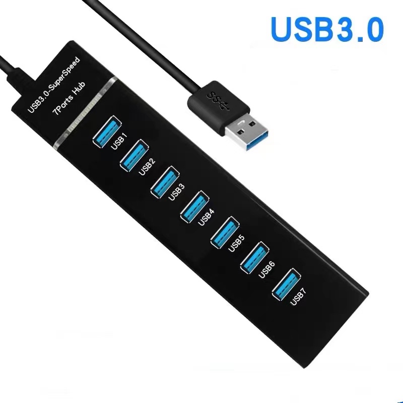 USB HUB 3.0 5Gbps 7 Ports Micro USB 3.0 HUB USB Splitter Adapter Super Speed High Quality Computer Peripherals Black
