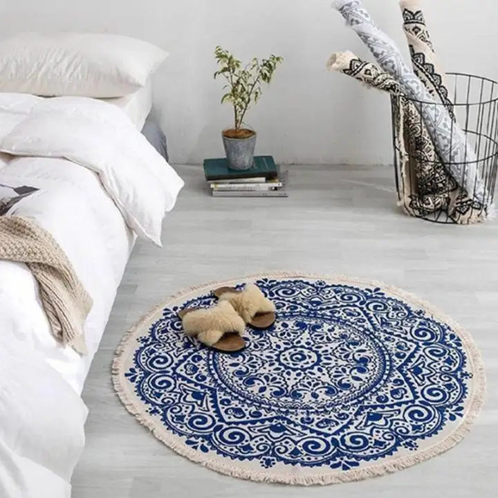 Morocco Round Carpet Bedroom Boho Style Tel Cotton Rug Hand Carpet Bedroom Boho Style Tel Cotton