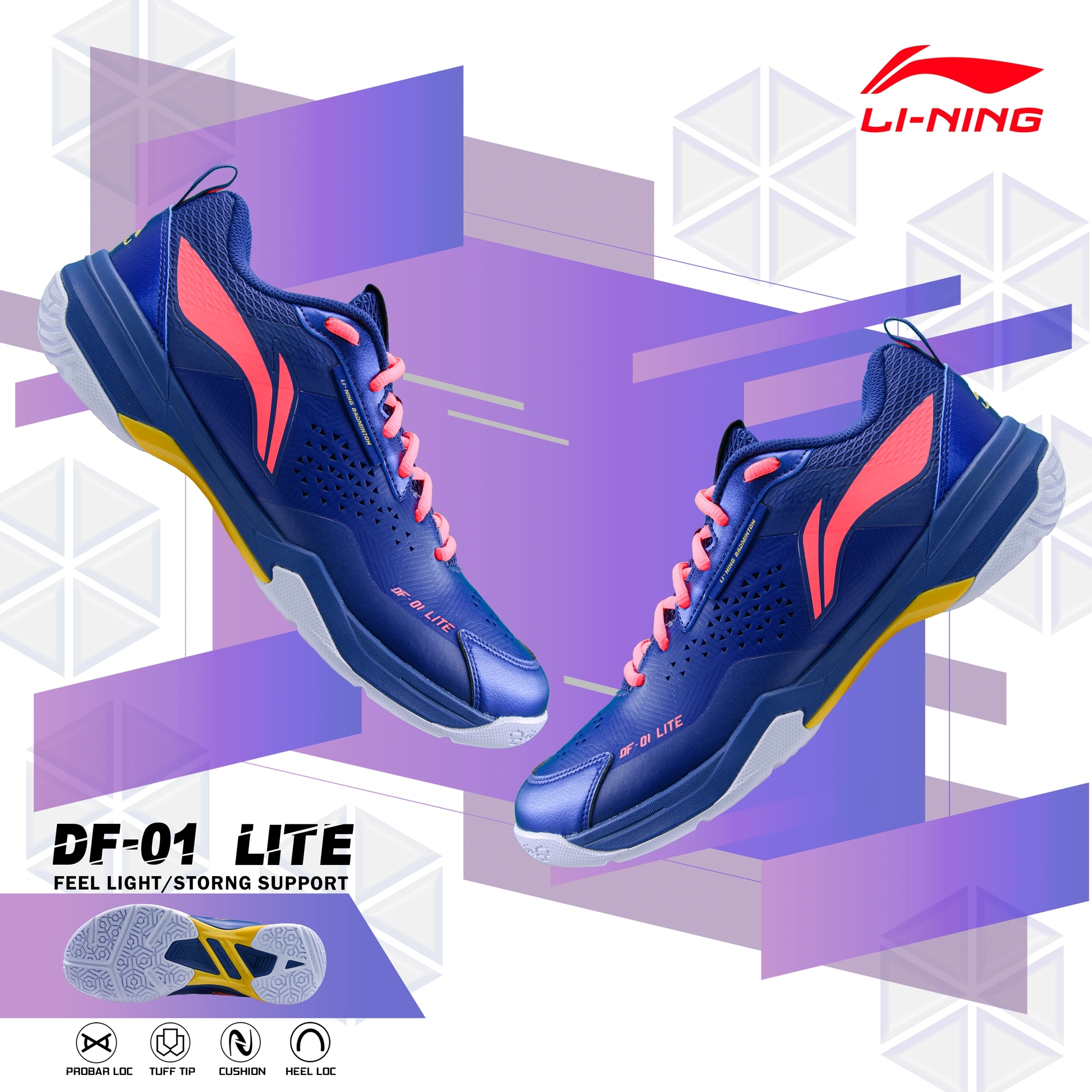 Li Ning รองเท้าแบดมินตัน Df 01 Lite Ayzt005 Badminton Shoes Th 3607