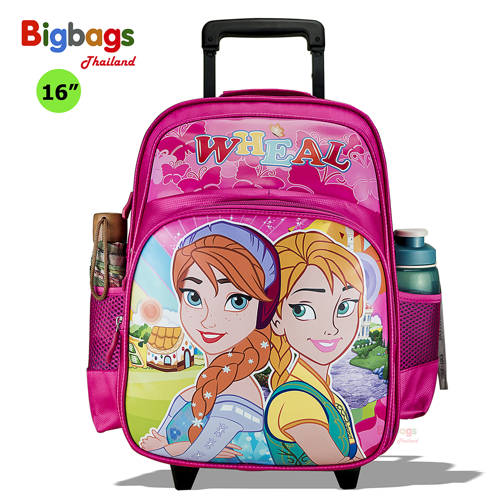 Wheal กระเป๋าเป้มีล้อลากสำหรับเด็ก เป้สะพายหลังกระเป๋านักเรียน 16 นิ้ว รุ่น Princess 07616 (Pink) สี ชมพู E