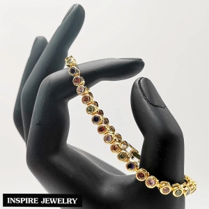 สินค้า Inspire Jewelry ,สร้อยข้อมือนพเก้า งานจิวเวลลี่ หุ้มทองแท้ 100% 24K สวยหรู  พร้อมกล่องกำไลหรู