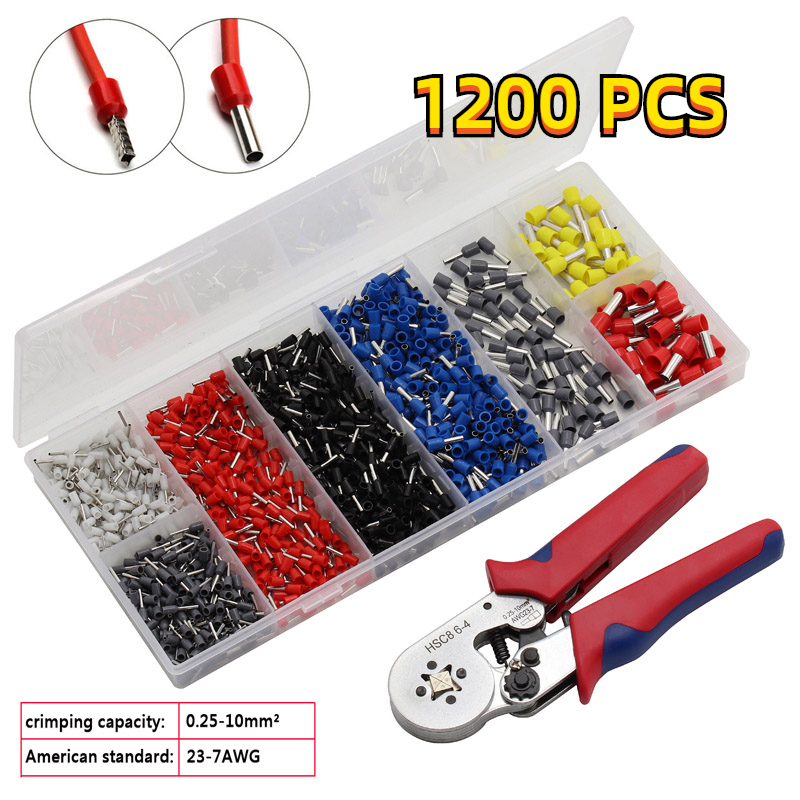 [ส่งจากกรุงเทพส่งเร็ว] 0.25-10mm ชุดคีม คีม ย้ำหางปลา คอร์ดเอ็น CORD END Crimper + 1200 Terminals kit