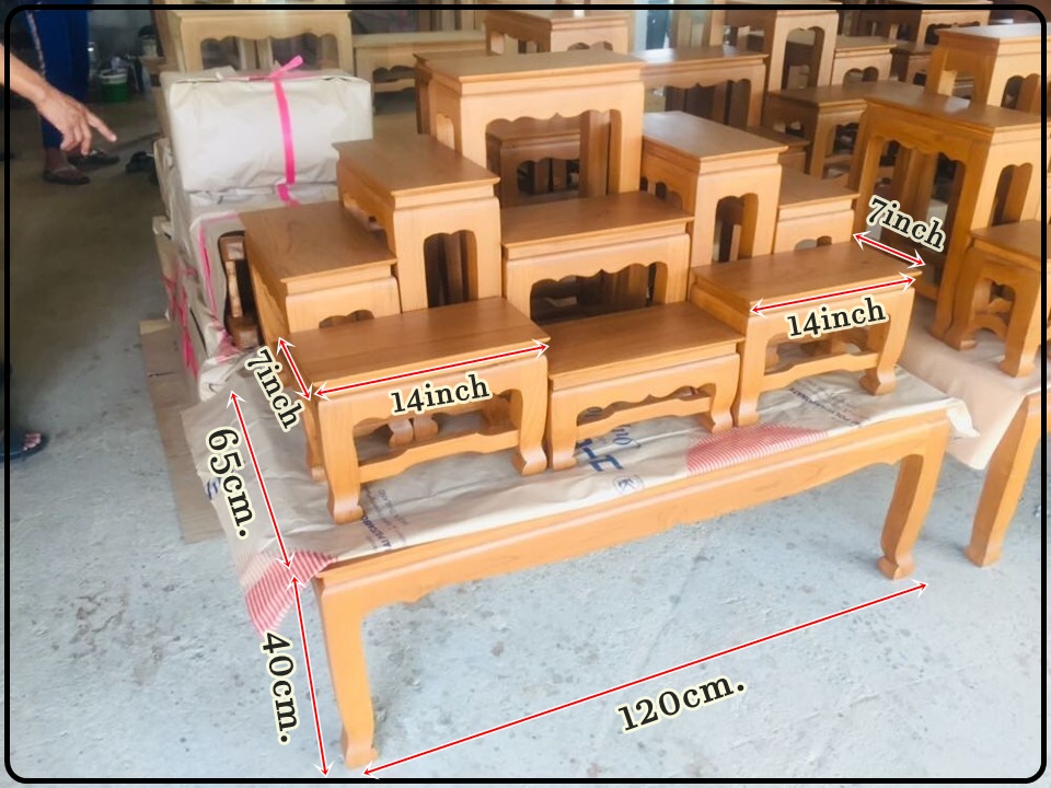 โต๊ะหมู่บูชา หมู่9 หน้า7 โต๊ะหมู่ไม้สักทอง ไม้มงคล งานคัดเกรด งานสีละเอียด จะซื้อไว้ใช้เองหรือเป็นของขวัญวันขึ้นบ้านใหม่เหมาะสม