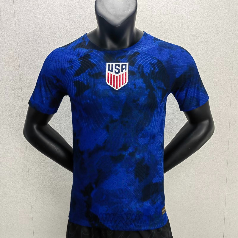 2223New Original เสื้อกีฬาแขนสั้น ลายทีมชาติฟุตบอล USA Away Jersey S
