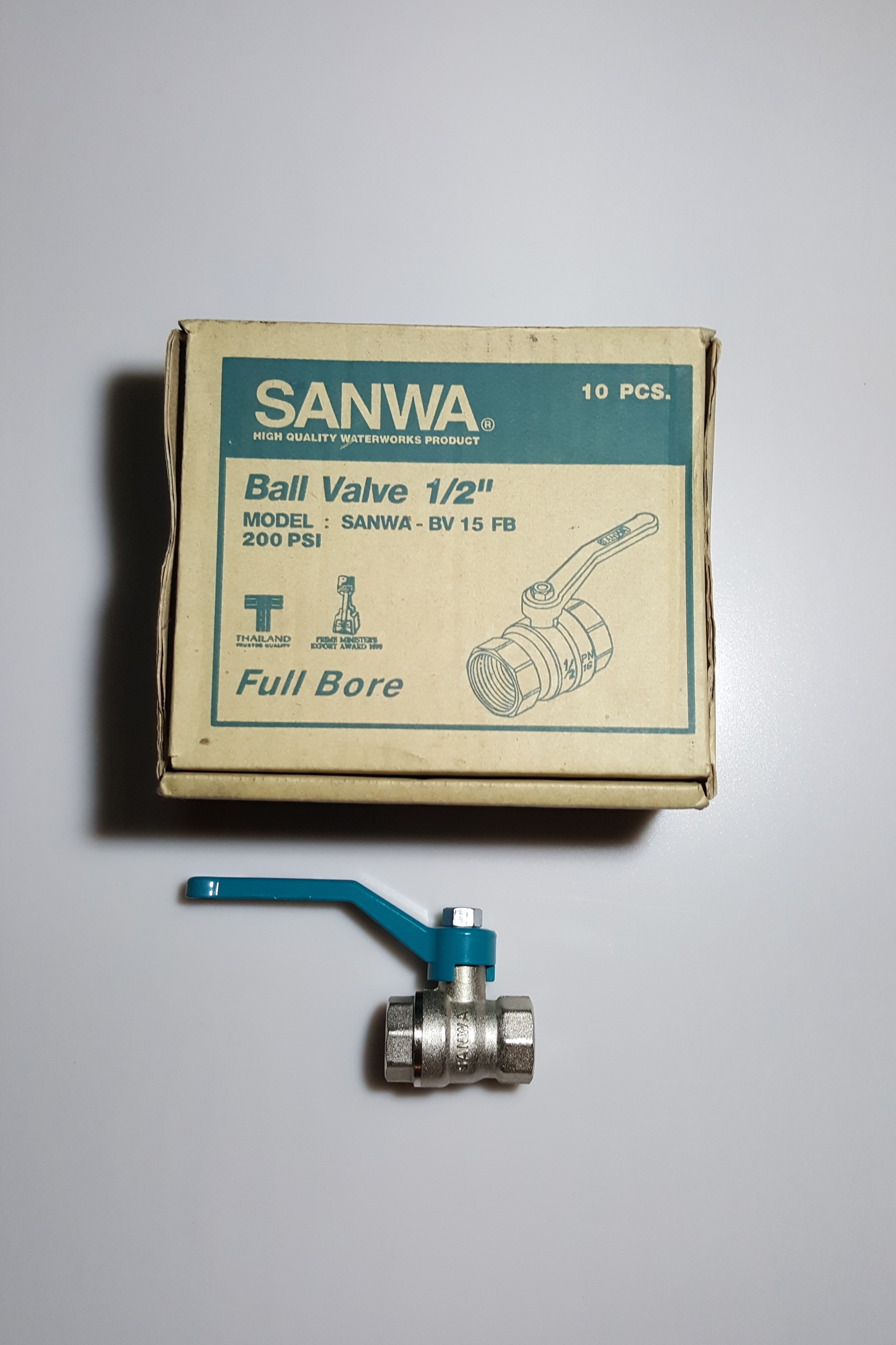 SANWA บอลวาล์ว รูเต็ม ซันวา 1/2 นิ้ว  จำนวน 10 ตัว Brass ball valve