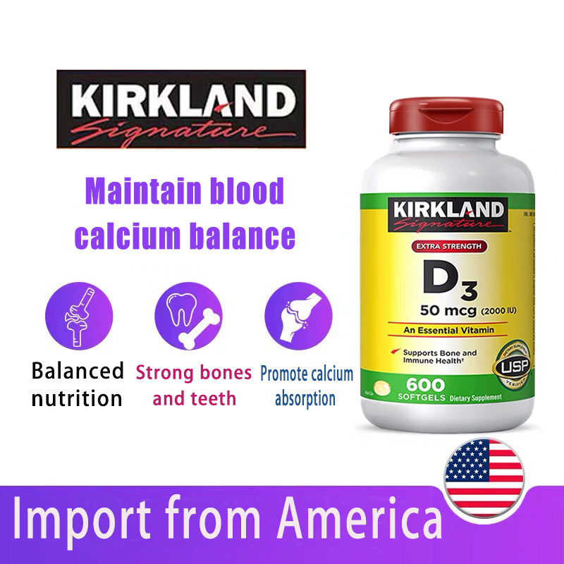 Kirkland Vitamin D3 Kirkland Signature Extra Strength D3 50 mcg 600  Softgels - Sauce imported goods store - ThaiPick