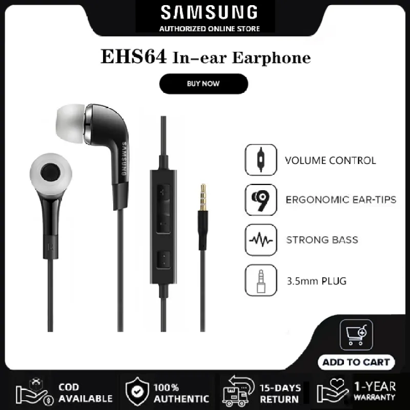 ภาพหน้าปกสินค้าหูฟัง Samsung Headset AKG หูฟังซัมซุง EHS64 Full Bass Earphone เบสหนัก หูฟังแบบสอดหู 3.5mm Edition Wired In-Ear Headphone 3-Button พร้อมไมค์ การควบคุมระดับเสียง for S10 S9 S8 S6 A30 A50 จากร้าน Yizilin Electronic Accessories Store บน Lazada