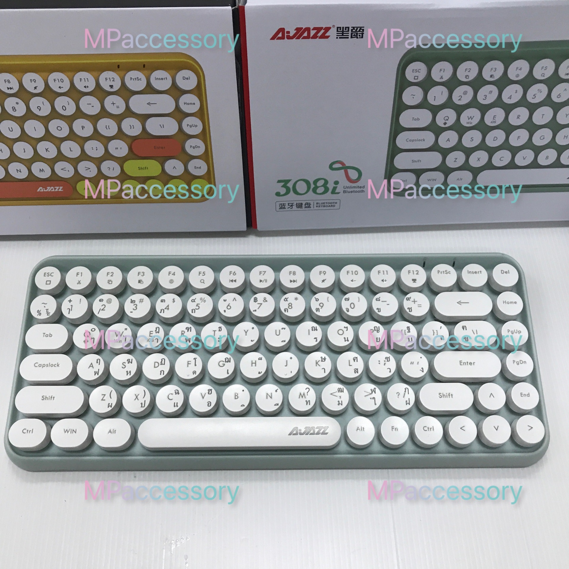 คีย์บอร์ดบลูทูธ Ajazz 308i Bluetooth Office PCTablet Keyboard American