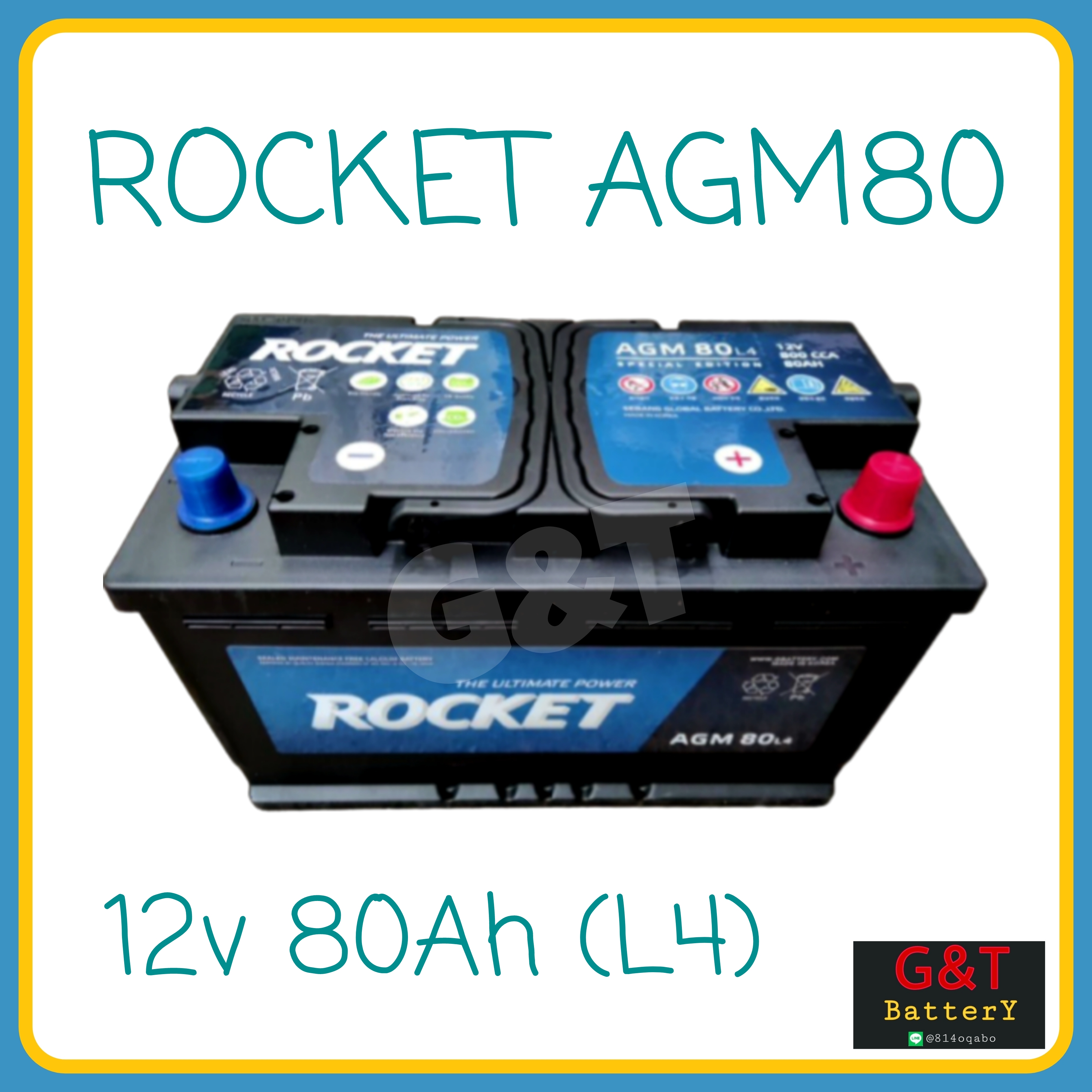 ROCKET AGM 80 L4 แบตเตอรี่รถยนต์ 80Ah รองรับระบบ ISS แบตแห้ง นำเข้าจาก ...