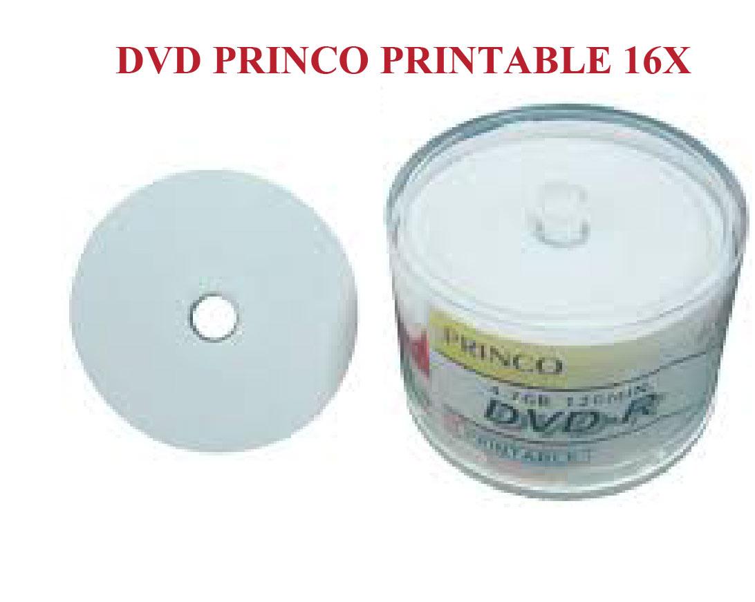 PRINCO DVD-R Printable ความจุ 4.75 GB speed 16X แผ่นปริ้น pack 50 แผ่น