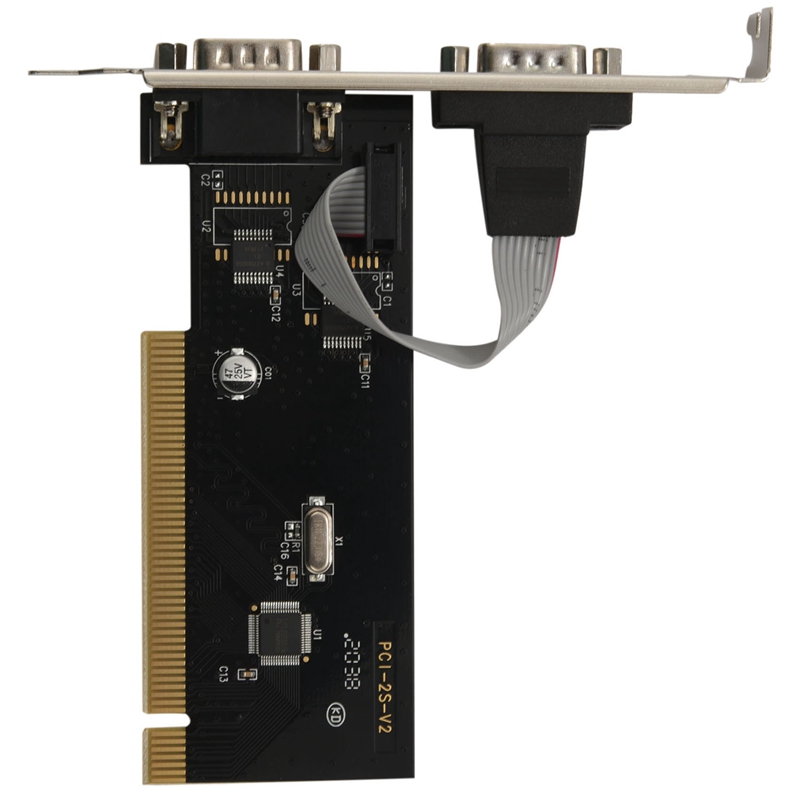 Serial Riser New 2 Ports Pci To Com 9Pin Serial Port RS232 Expand Riser Card Adapter ...