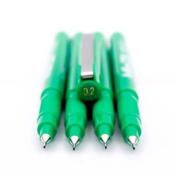 Electro48 ปากกาหัวเข็ม อาร์ทไลน์ 0.2 มม. ชุด 4 ด้าม (สีเขียว) หัวแข็งแรง คมชัด