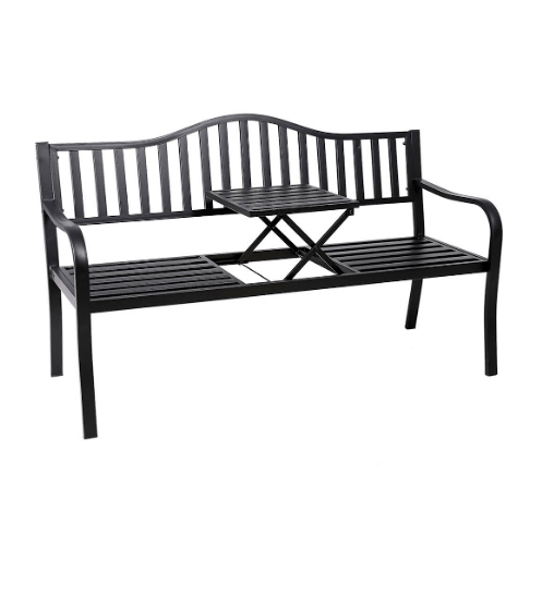 Steel bench for outdoor / garden - 2 seats, for stuff - Steel - Balck