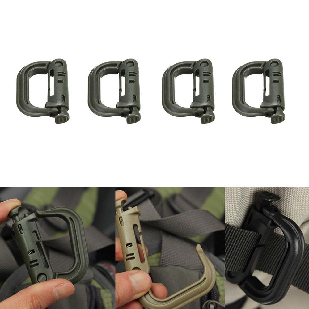 4pcs Shackle Carabiner D-ring Clip Molle Webbing Backpack Buckle Grimlock GP3
