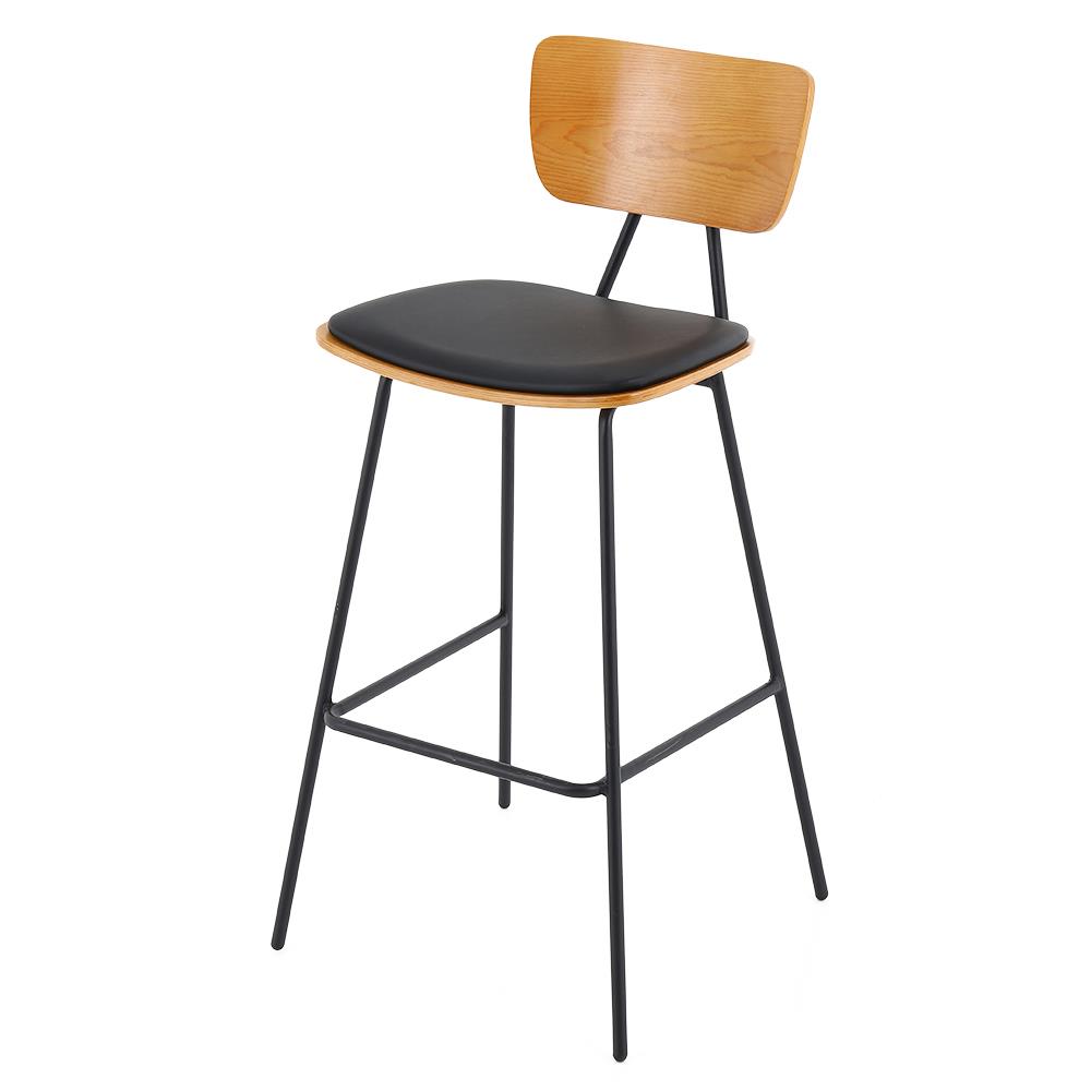 เก้าอี้บาร์ FURDINI TOM AM-0768 สีดำ/ลายไม้ เก้าอี้บาร์ เก้าอี้สูง เก้าอี้บาร์สูง เก้าอี้เค้าน์เตอร์บาร์ Bar stool , Bar chair , Kitchen Bar Chair