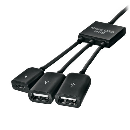 1 - TO - 3 Micro USB ต่อ USB HUB สายตัวแยก W/OTG - สีดำ - INTL