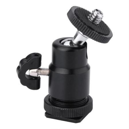 Di shop 1/4 inch Screw Camera Tripod Mini Ballhead Hot Shoe Adapter Accessory For Digital Camera (Black) - intl  