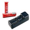 Di shop ถ่านชาร์จ 18650 3.7V 4200 mAh 2 ก้อน (สีแดง) + ที่ชาร์จแบต 